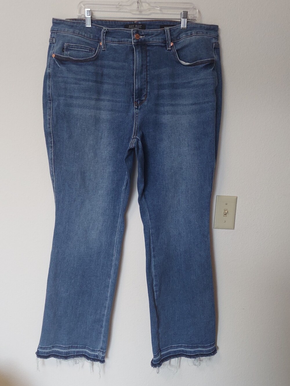Judy Blue High-Rise Slim Boot Frayed Hem Jeans in Medium Blue Size 22W